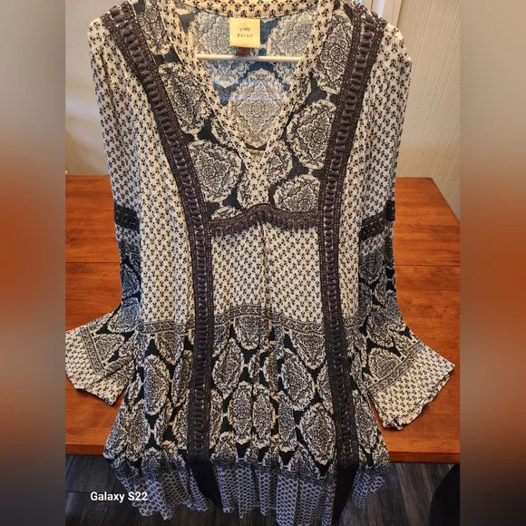 Knox Rose Dress Blue White M Peasant Boho Coastal Resort Cottagecore Festival - Picture 5 of 10